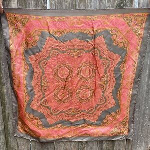 Vintage Pink and Gray Silk Scarf